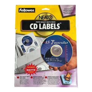 Fellowes Neato Photo Quality Matte Finish CD Labels 100 White Labels New 90s